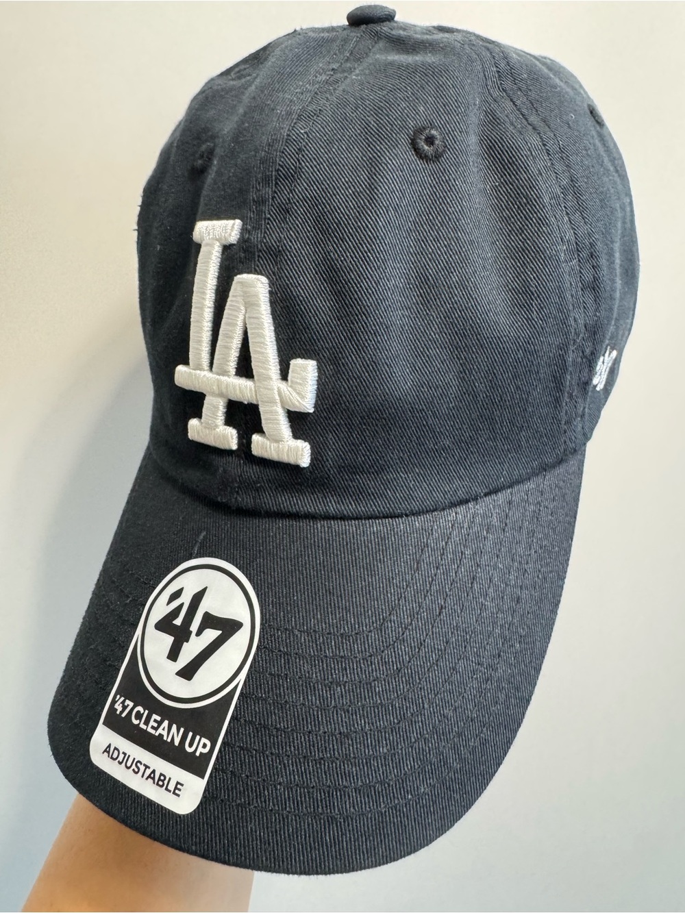 47 Los Angeles Dodgers Black Baseball Cap hat with White LA Logo Black like New